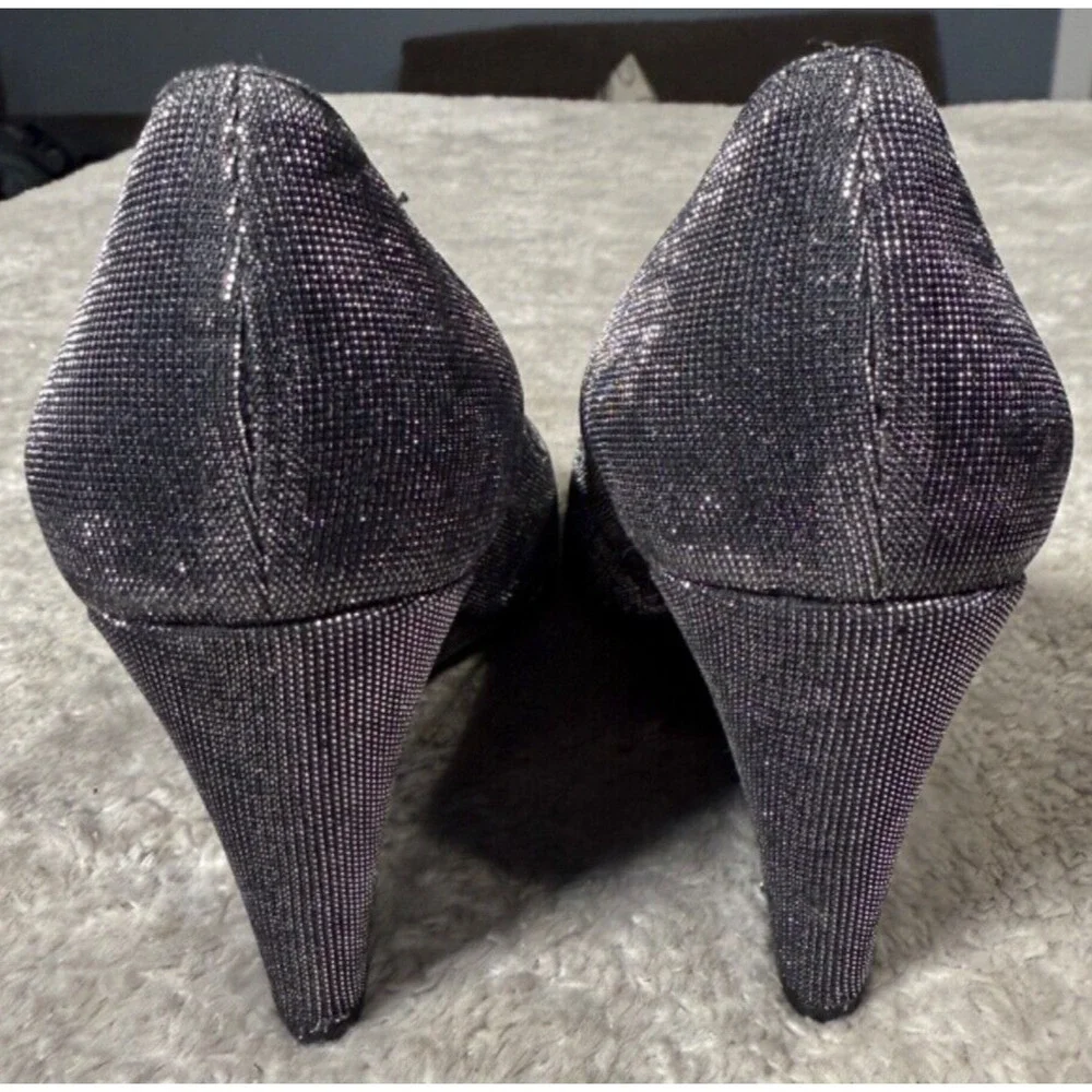 Kate Spade New York Radiant Black Glitter Peep Toe Wedge Heels Womens Size 6.5